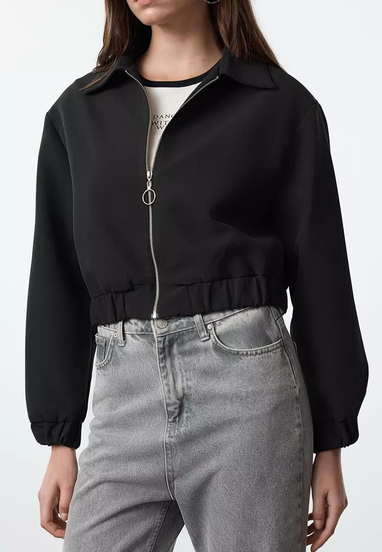 Collared Zip Crop Jacket