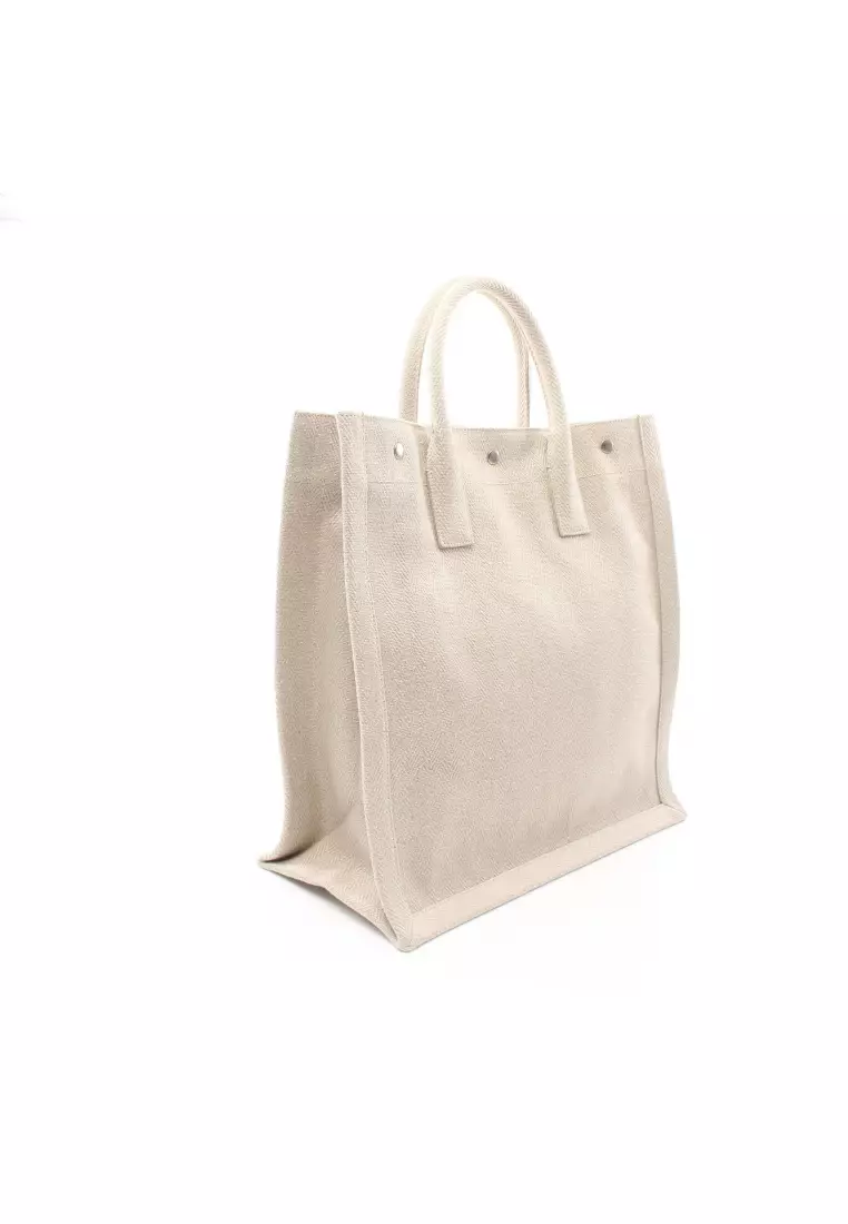 Rive gauche tote bag hot sale in linen and leather