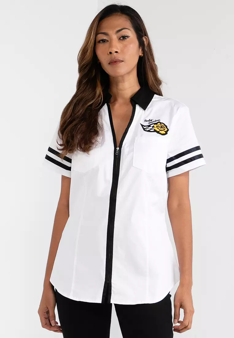 HARLEY-DAVIDSON レディースシャツ XS Buy Harley-Davidson Harley-Davidson Bar & Shield Zip Front Shirt