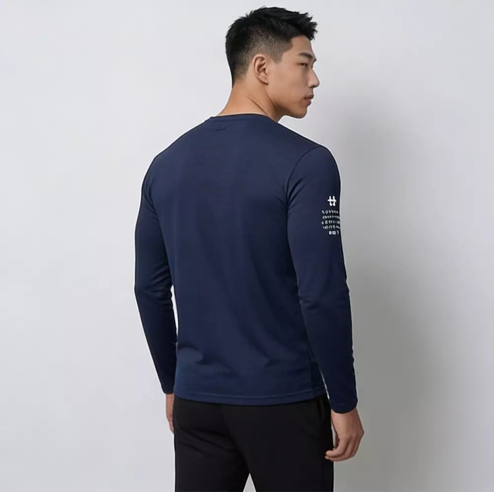 THIRDDAY Kaos Lengan Panjang Pria Logo Katakana Japanese Style - Long Sleeve T-Shirt Pria navy Bahan Premium Instacool MTZ66