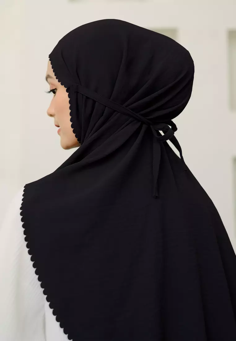 Biyya Instan Lasercut (Bergo Crinkle) Black