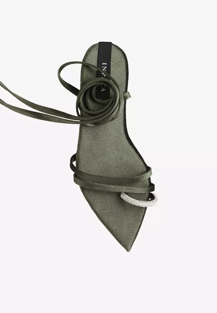 Iride Strappy Sandal in Green - Inpaca