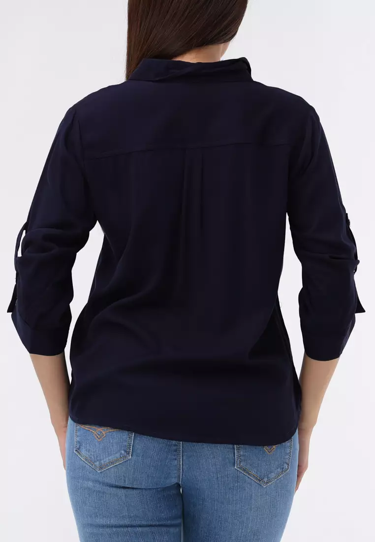 Plain Single Bold Twill 3/4 Blouse