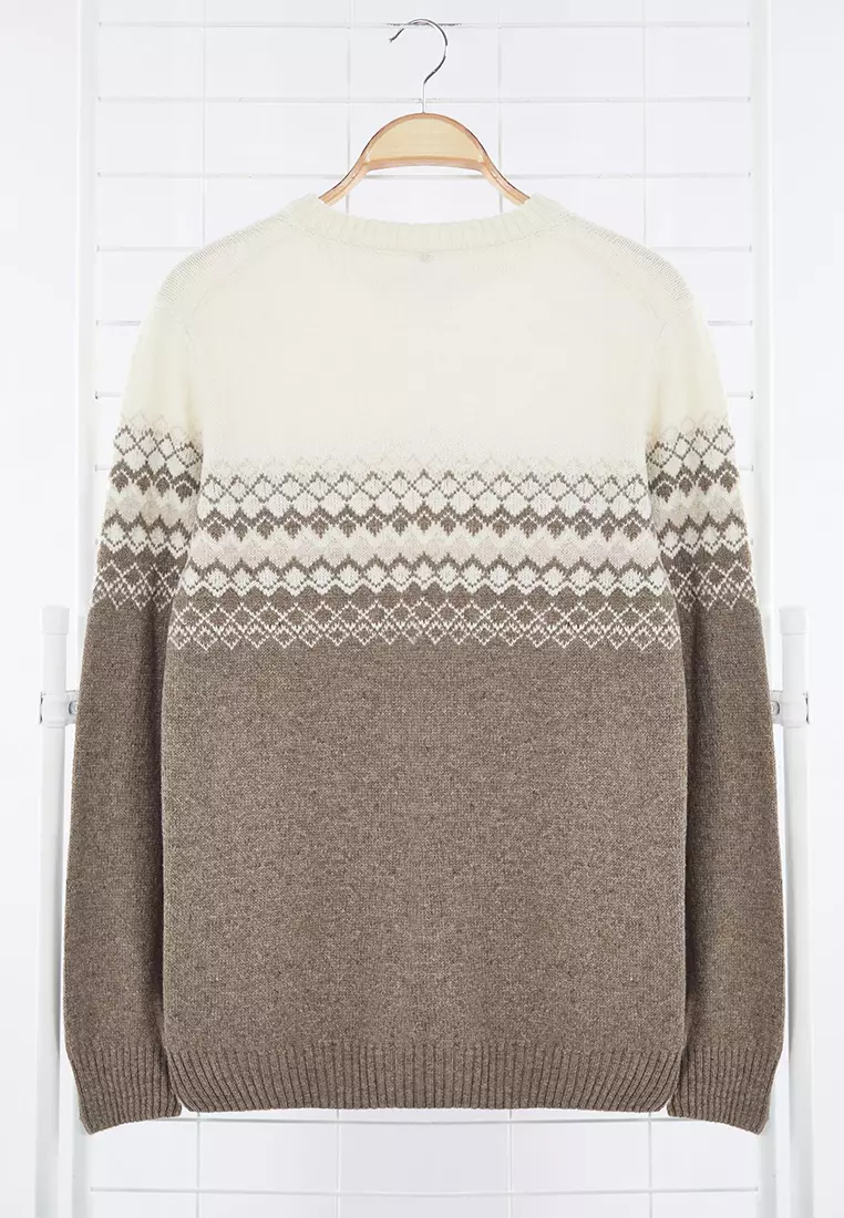 Mink Slim Wool Crew Neck Ethnic Knitwear Sweater TMNAW21KZ0738