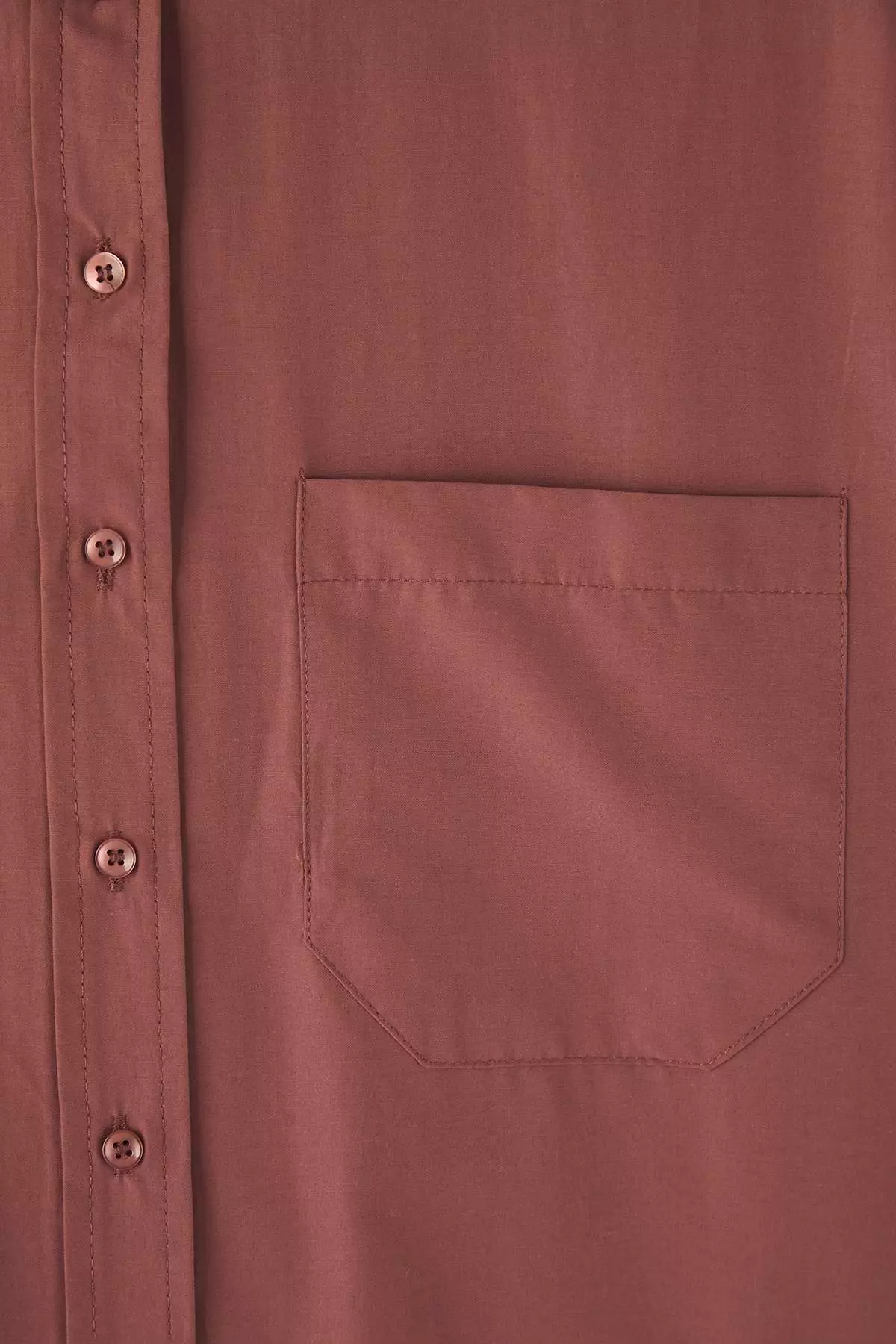 Brown Loose Fit Cotton Long Sleeve Plus Size Woven Shirt