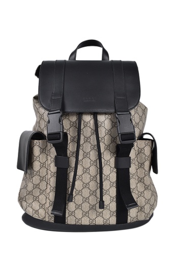 Gucci black and beige Pre-Loved Gucci Soft GG Supreme Monogram Backpack in Black/Brown 9AD37AC5470544GS_1