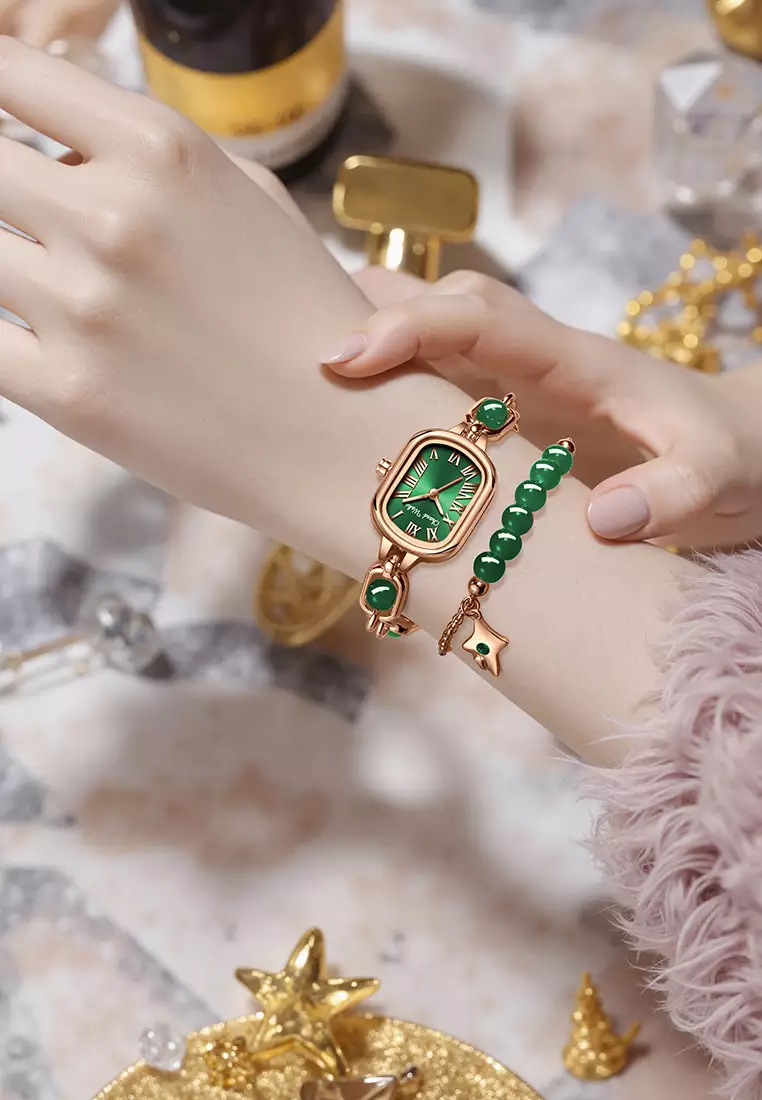 Jam Tangan Wanita Gelang Original Korea Elegan Anti Air Jam Tangan Cewek green