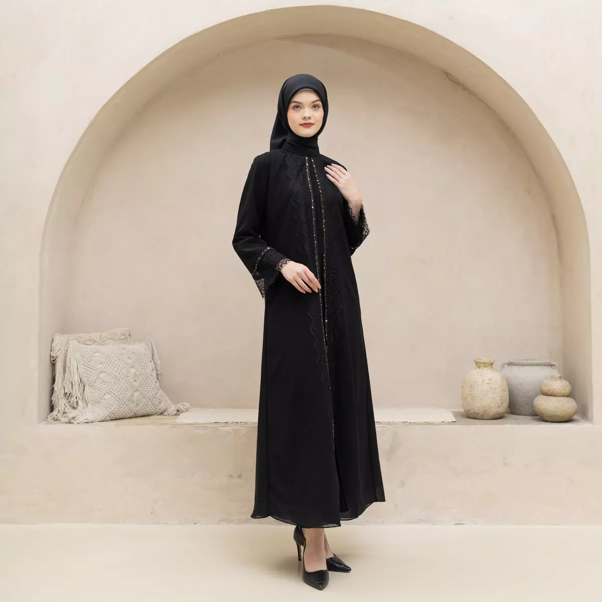 EPC Abaya Zafira - Black - Brocade Collection