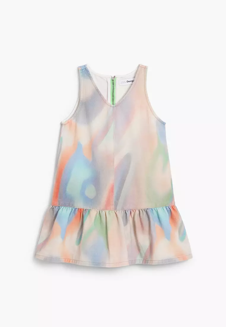 Tie-dye denim dress