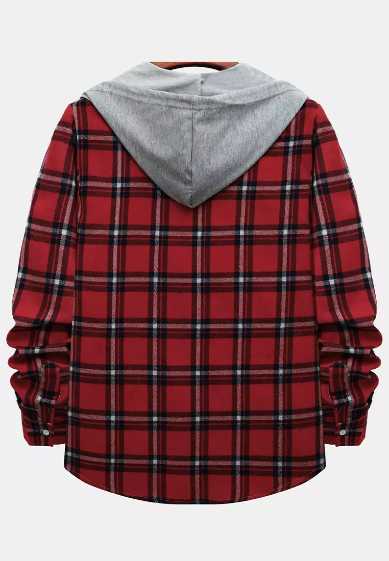 Twenty Eight Shoes Causal Hooded Plaid Long Sleeve Shirt YL-ML02