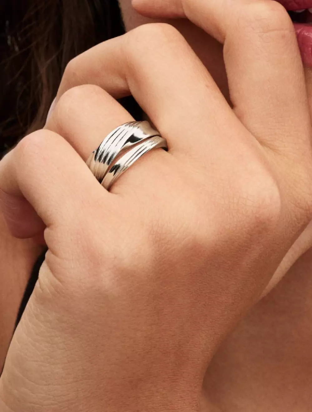 Texture twisted 14k gold-plated ring