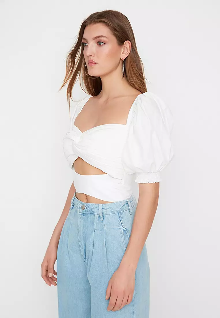 Cut-Out Front Blouse