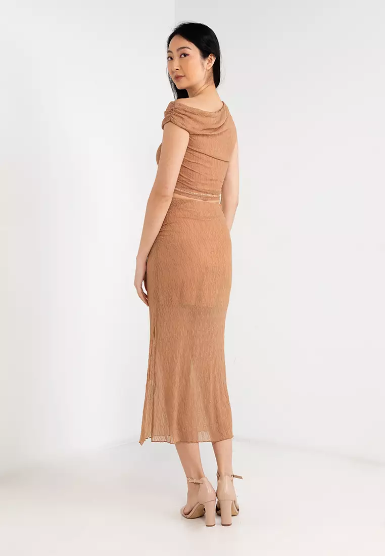 Knitted Off-Shoulder Top & Bottom Set