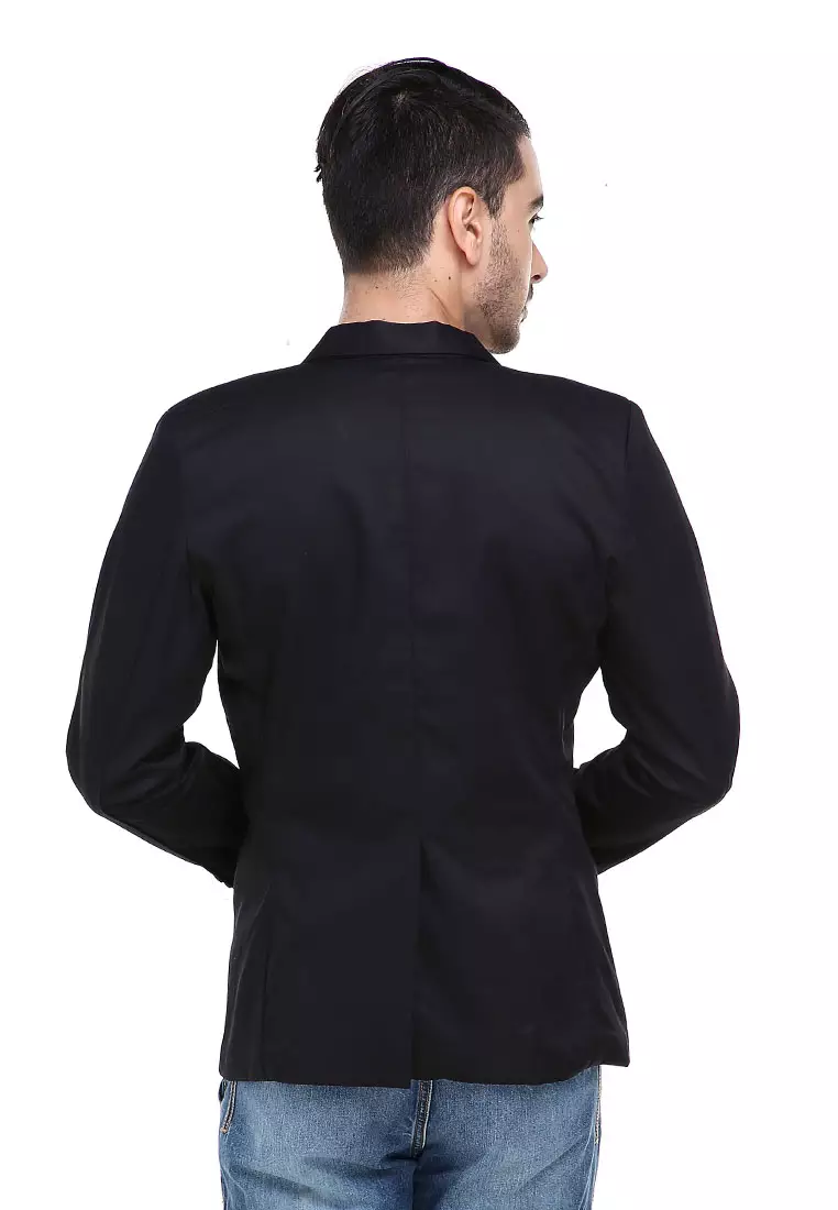 Woreq Suits Jas Blazer Pria Resmi Formal Design Curve Material Drill ORIGINAL - Black