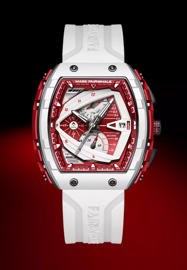 Unisex Barrel Shape Resin Quartz Chronograph Watch, 45mm, Rubber Strap