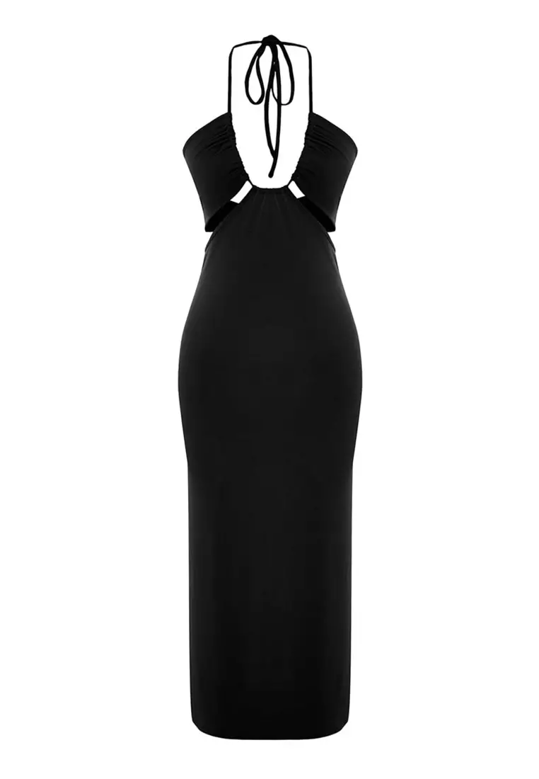 Fitted Cut Out Halter Beach Dress