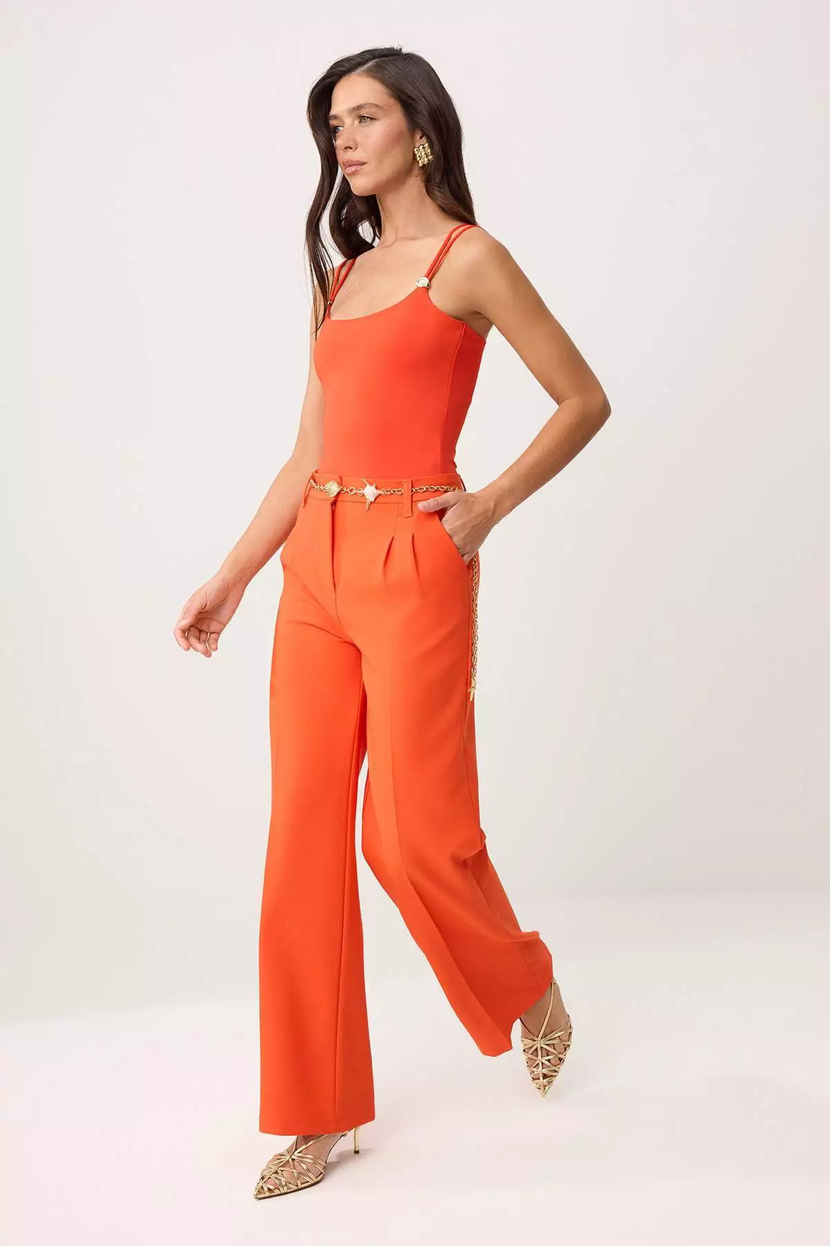 Pomegranate Flower Pleated Wide Leg Pants Twoaw25Pl19