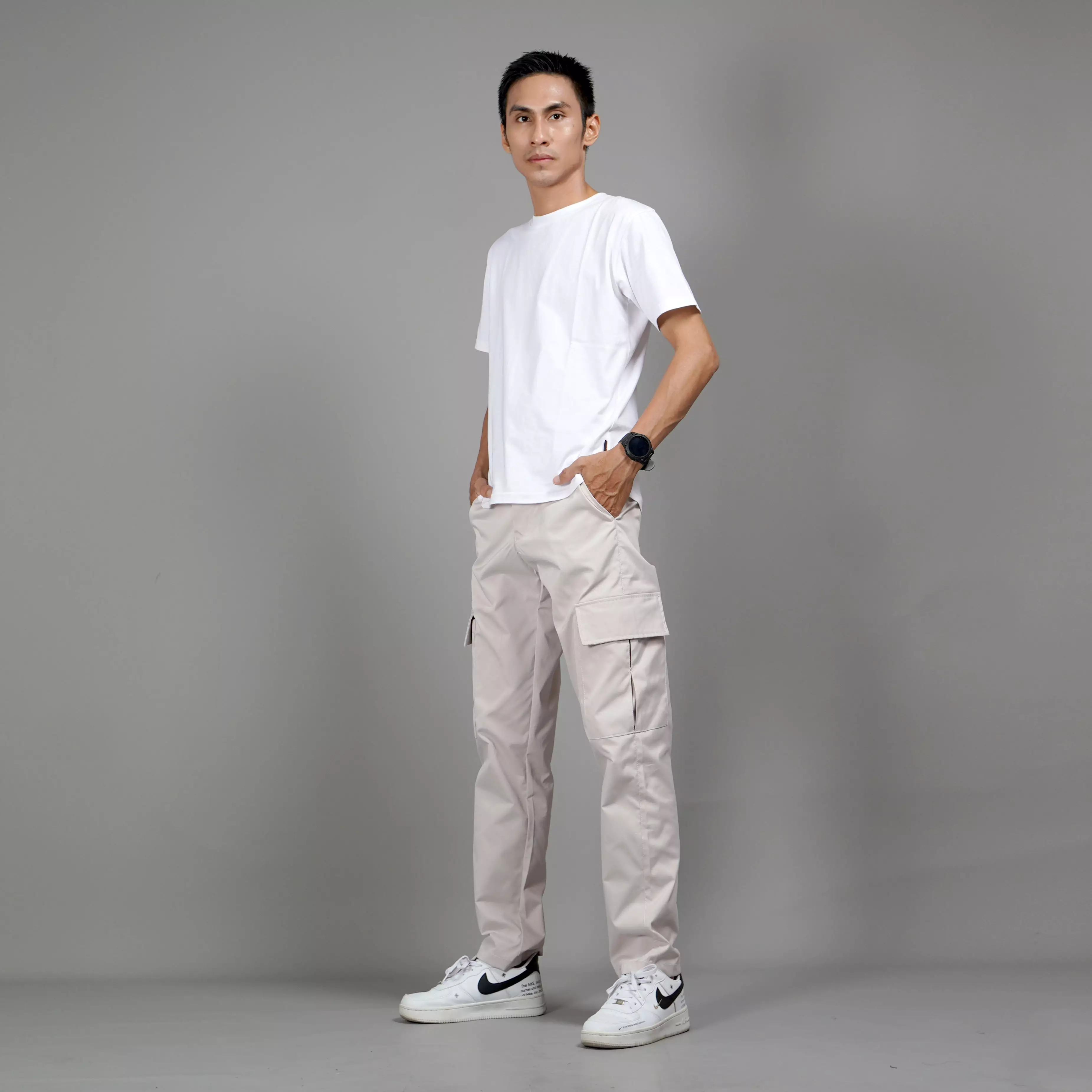  RAYMOND Celana Taktikal Celana Kargo Pria Cargo Pants Pria - Krem