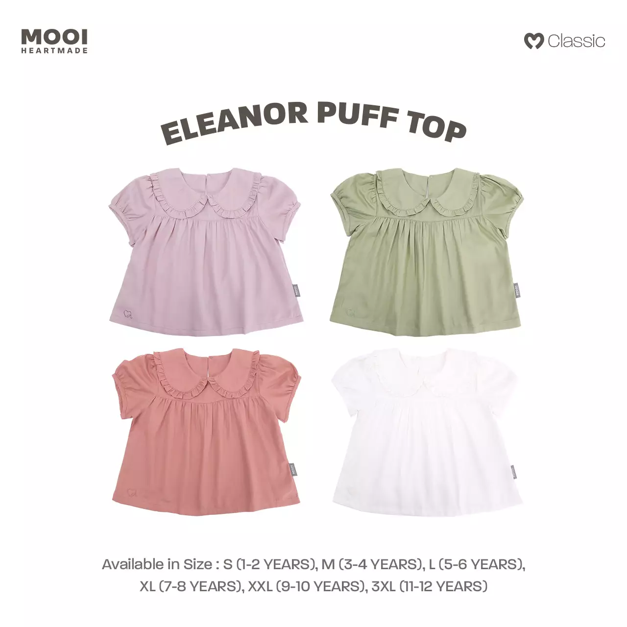 Mooi Atasan Anak Perempuan Eleanor Puff Top - Lilac