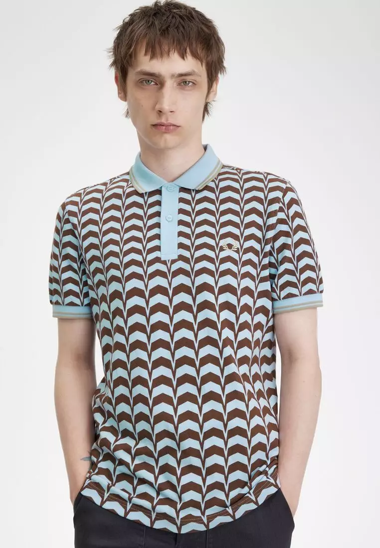 Buy Fred Perry Fred Perry M7727 Bold Print Fred Perry Polo Shirt (Light ...