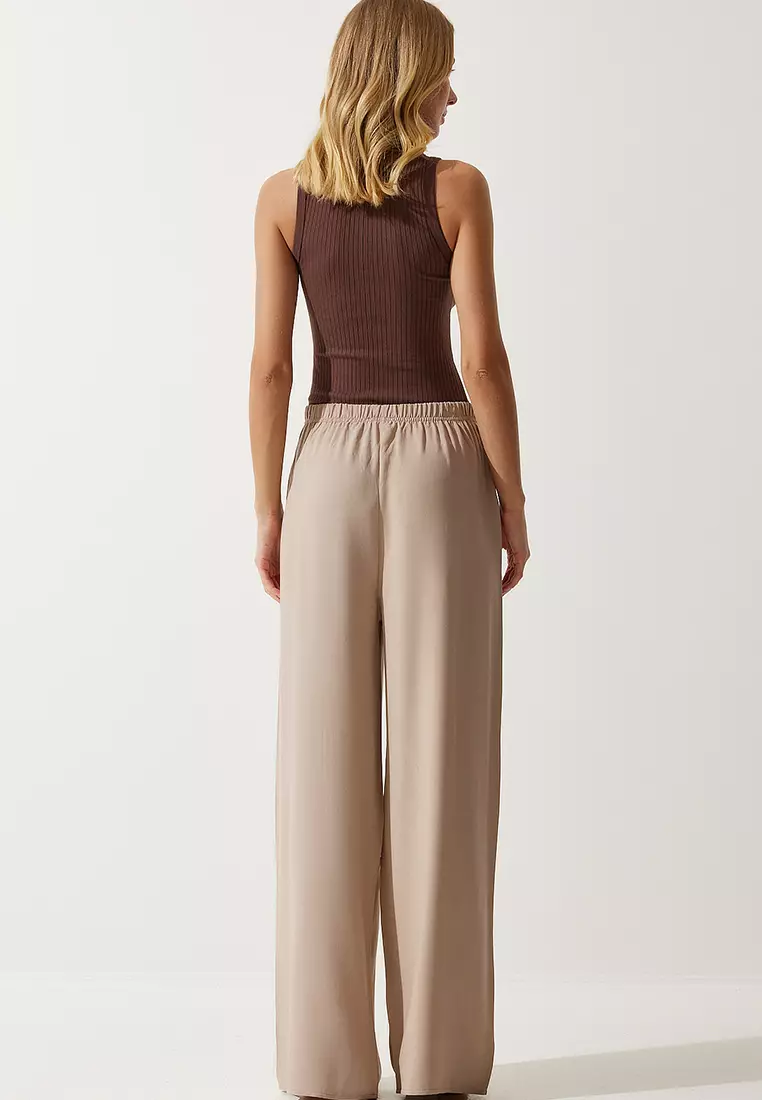 Cotton Elastic Wide Leg Pants