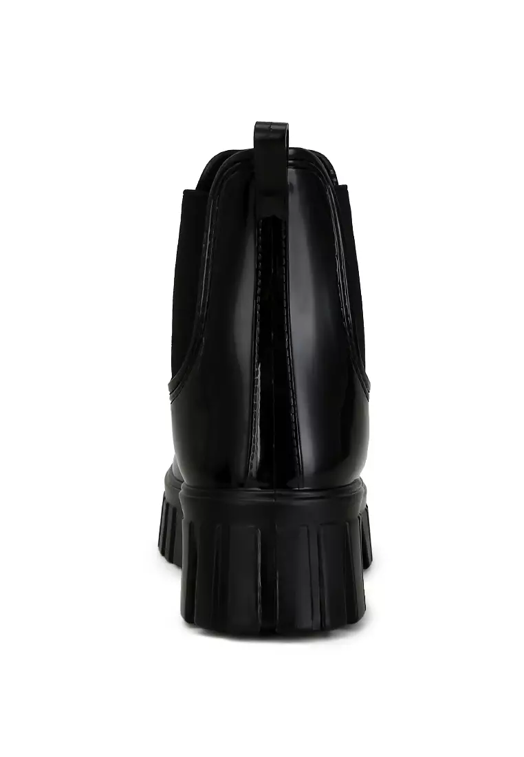 Chunky Chelsea Rain Boots In Black
