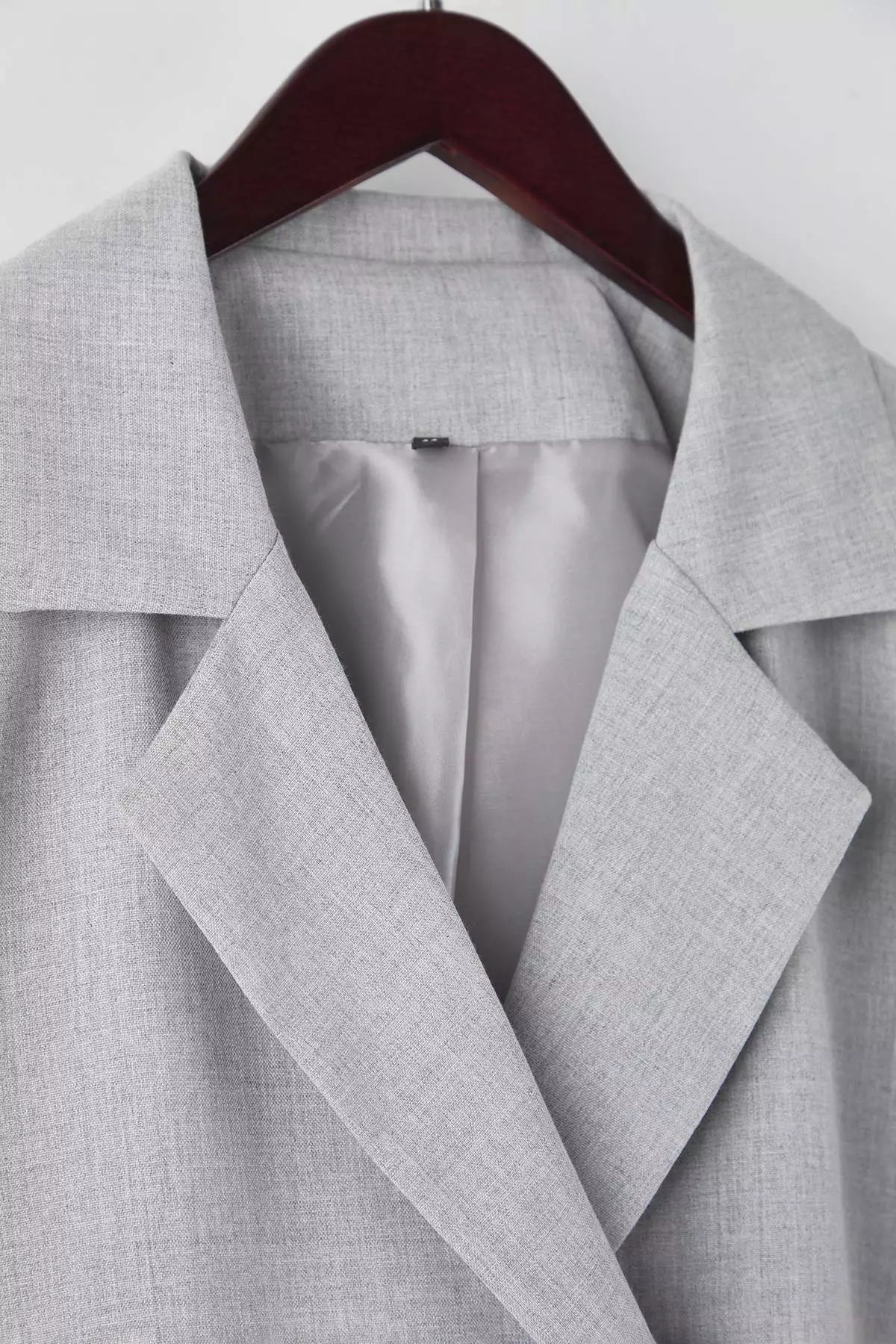 Gray Coated Buttoned Woven Plus Size Fabric Jacket