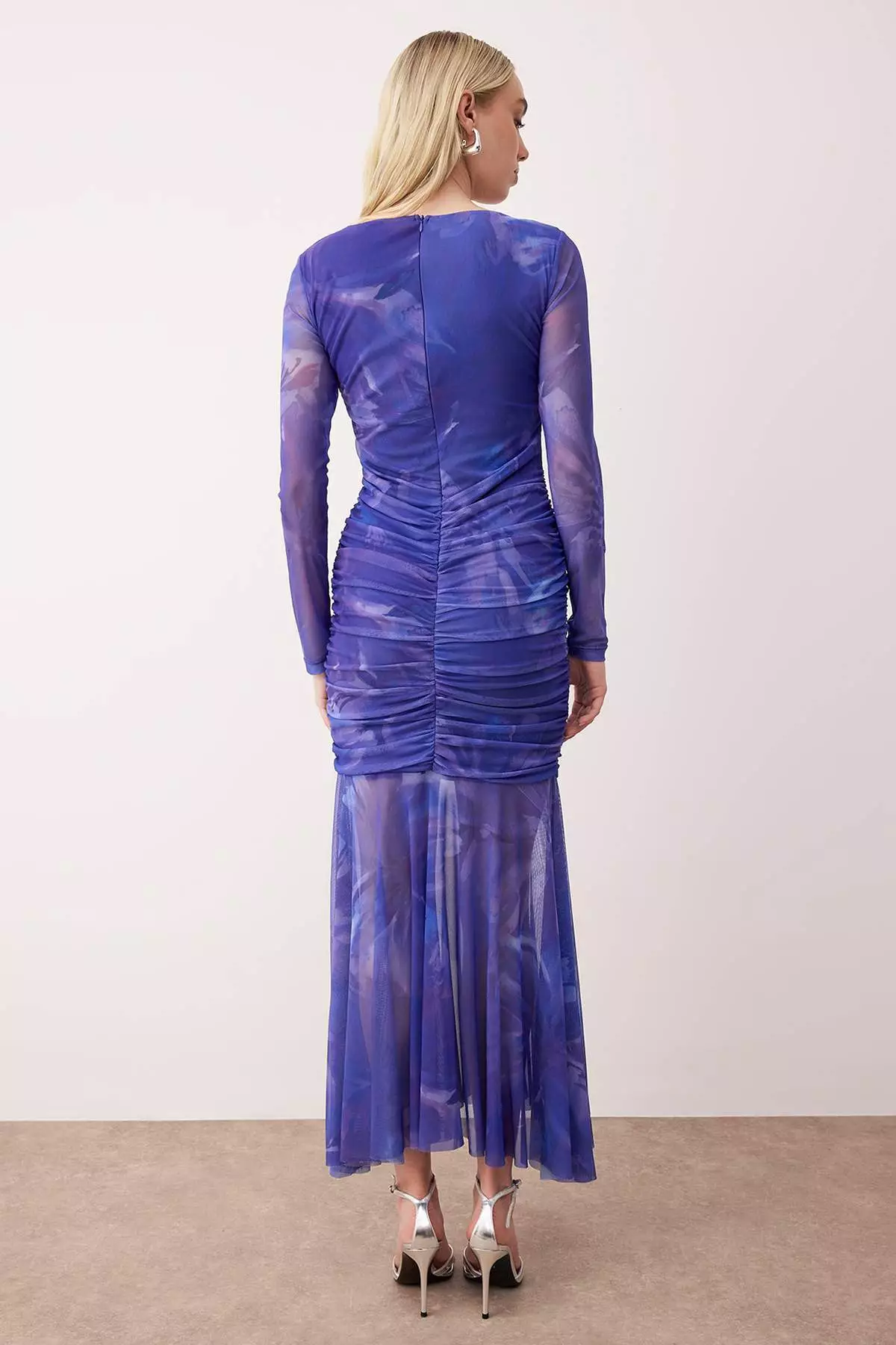 Purple Multicolored Fitted Tulle Knitted Evening Prom Dress