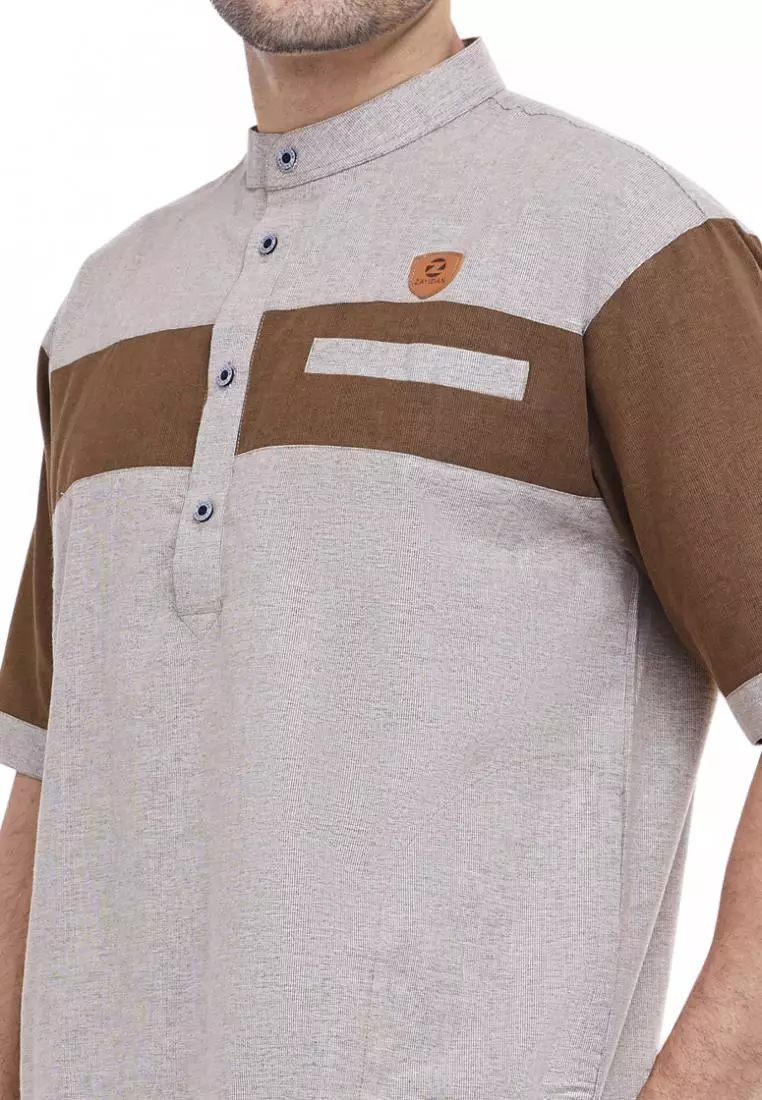 Zayidan Baju Koko Gamis Muslim Pria Nabeel - Cream