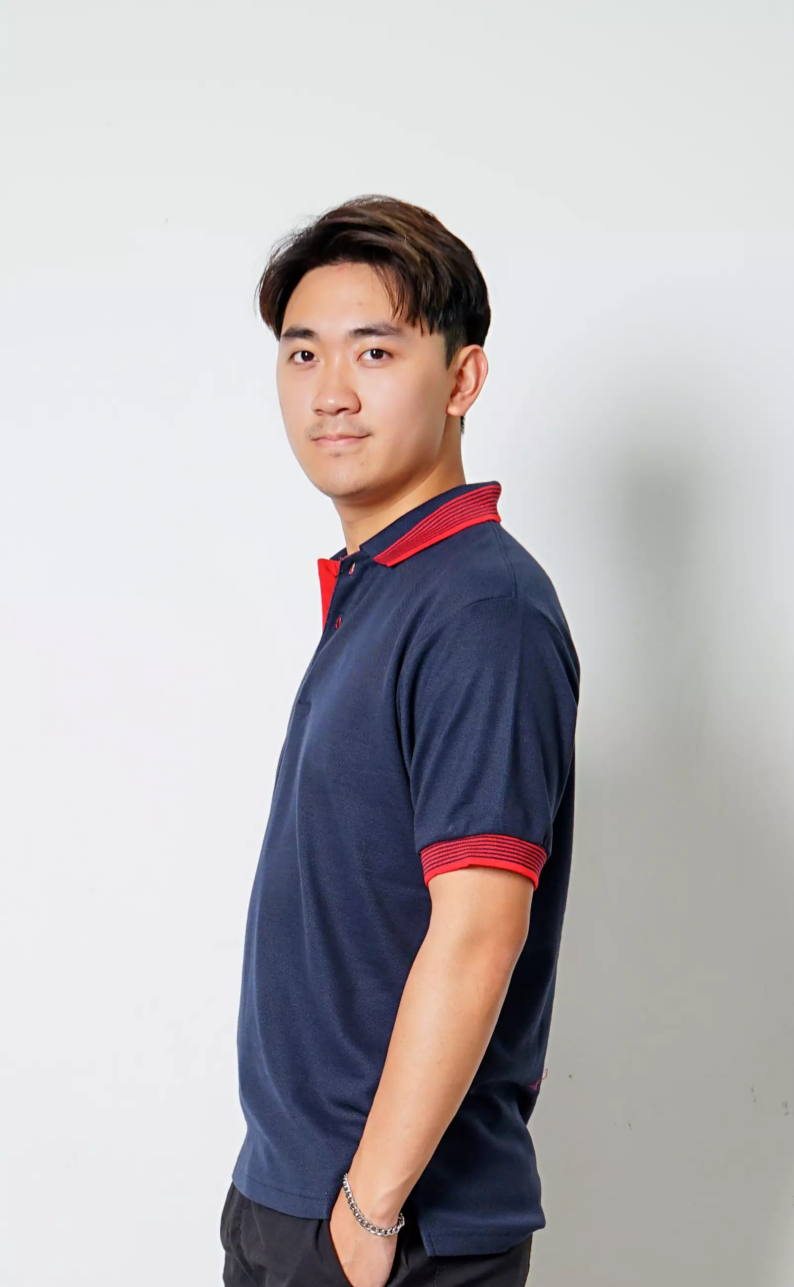 Andre Michel Kaos Polo Shirt Lengan Pendek Navy Lis Merah 922 4