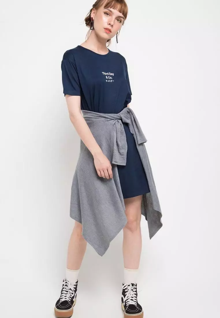 LTC03 Third Day Dress  Kaos Casual Thirdday&co Long Dress Ladies Navy