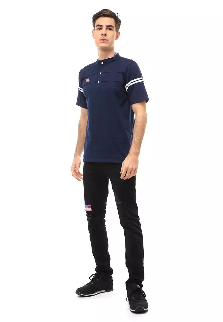 Jack Atasan Formal Kaos Polo Pria Kerah Sanghai Short Sleeve Material Cotton ORIGINAL - Navy