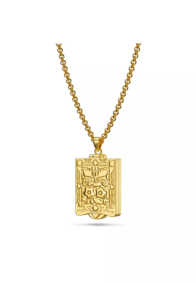 Engraved Shield Locket Necklace