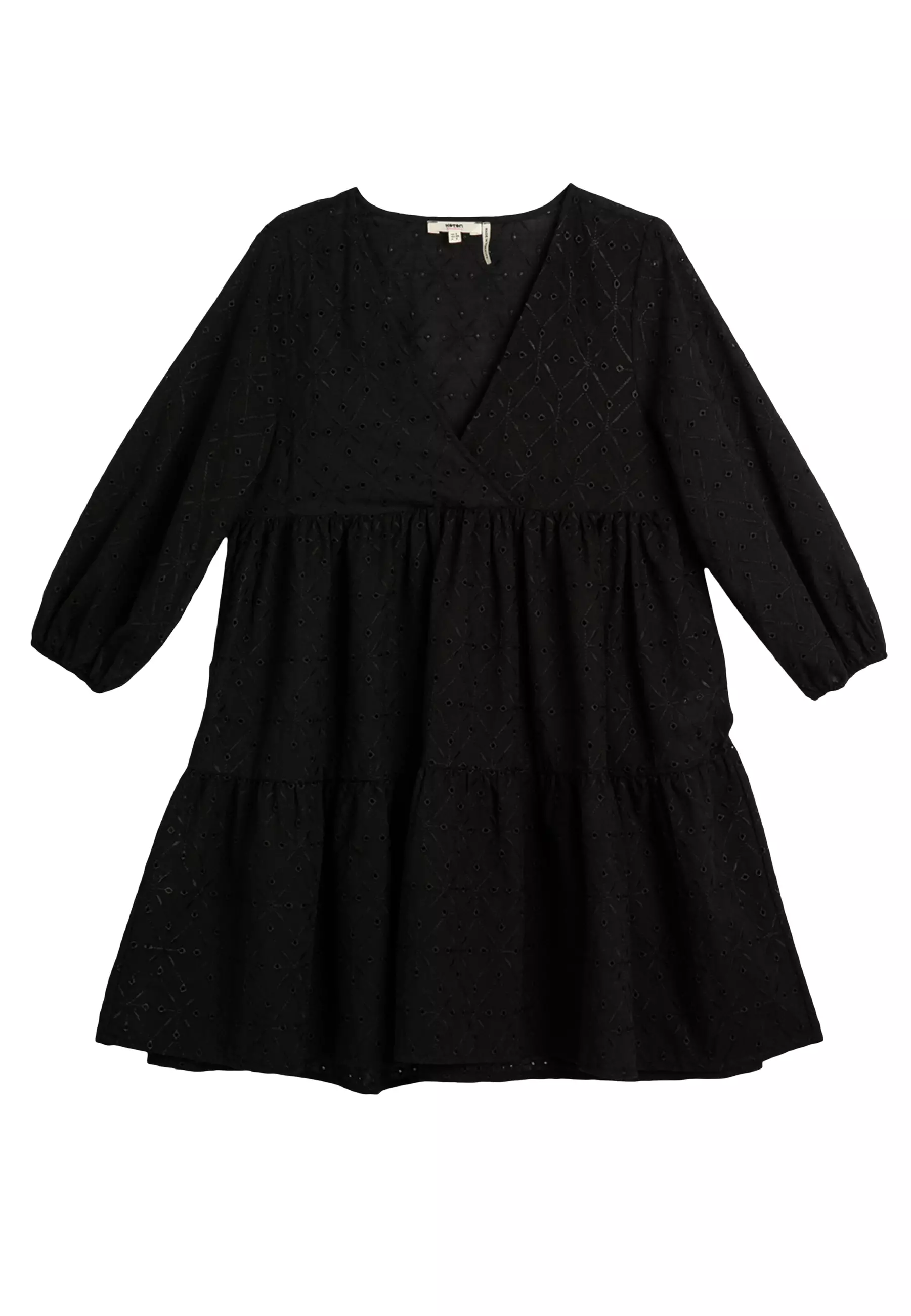 Embroidered Balloon Sleeves V-Neck Mini Beach Dress
