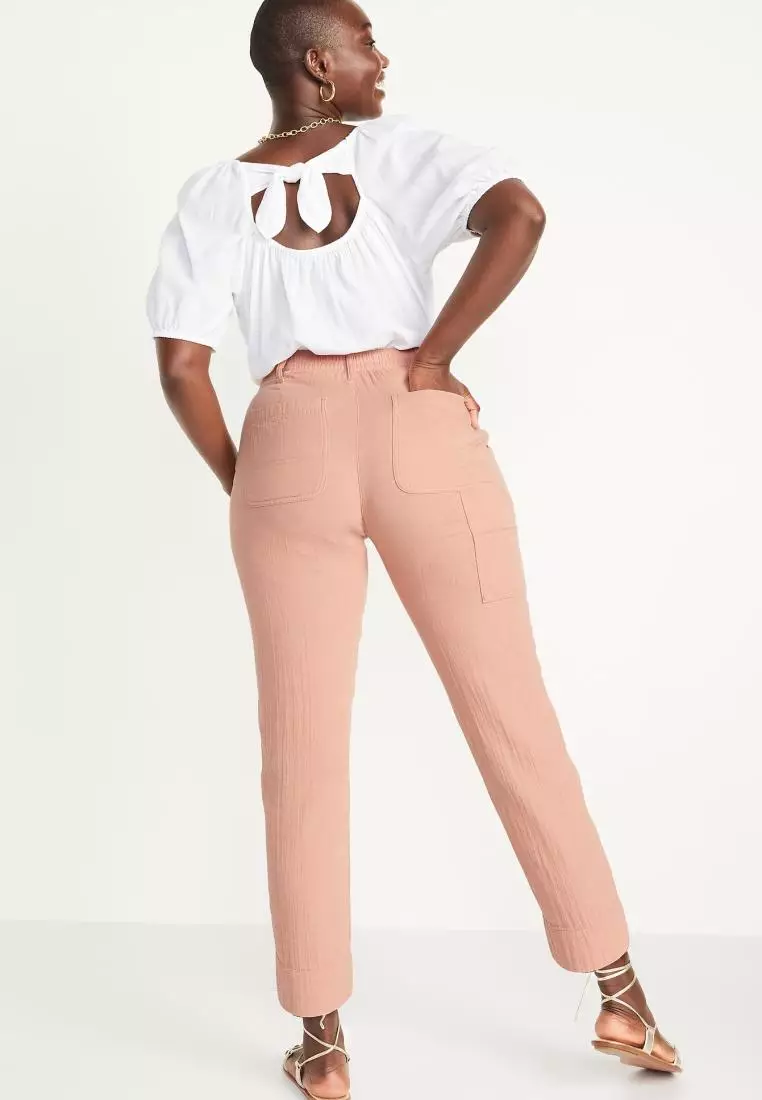 Buy Old Navy High-Waisted Slouchy Cropped Tapered Workwear Pants
