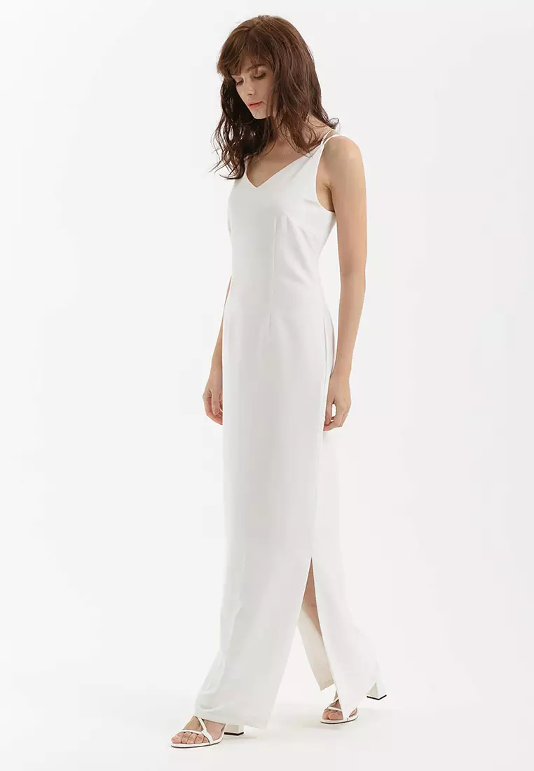 Cross Strap Back Maxi Dress in White