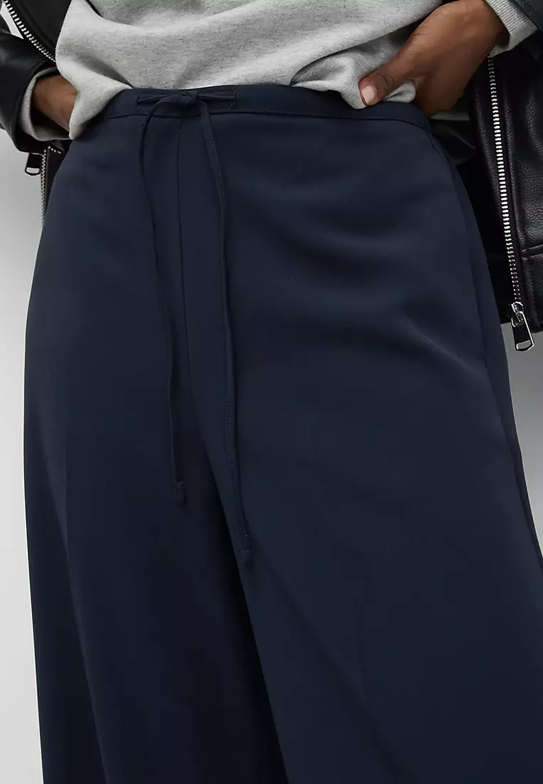 Crepe Elasticated Waist Wide Leg Trousers