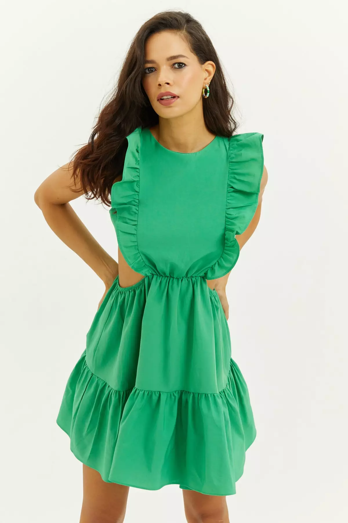 Waist Low-Rise Flounce Mini Dress