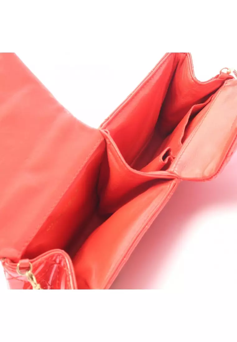 Pre-Loved Chanel 2.55 matelasse clutch Shoulder bag Patent leather Red gold hardware
