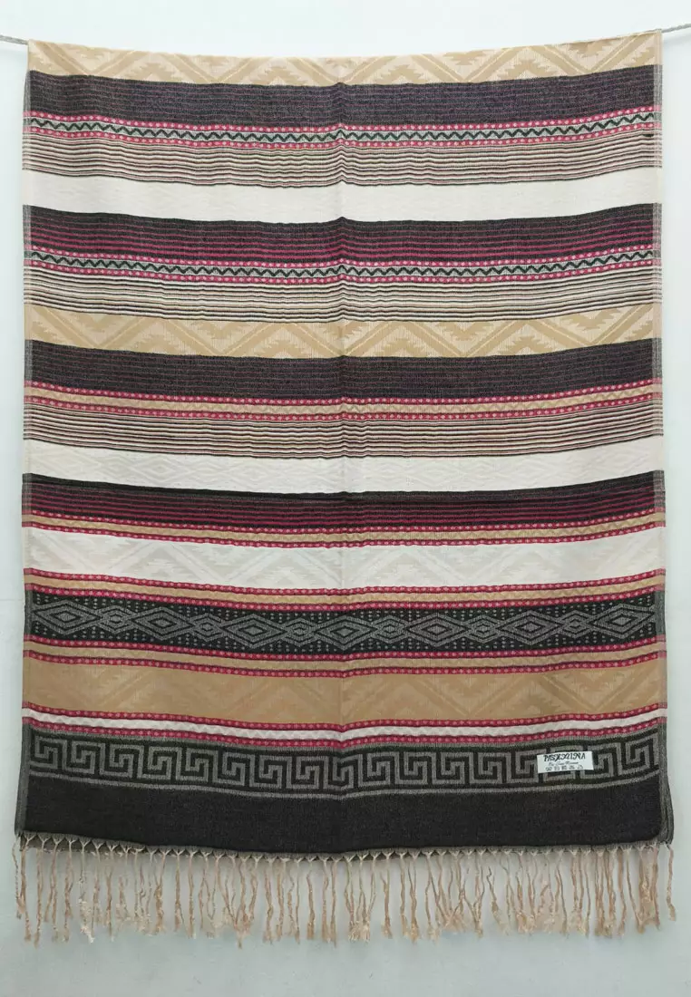 Aksesoris Wanita Reversible Viscose Nomad Weave Pashmina Shawl Syal Wanita Warm Oat