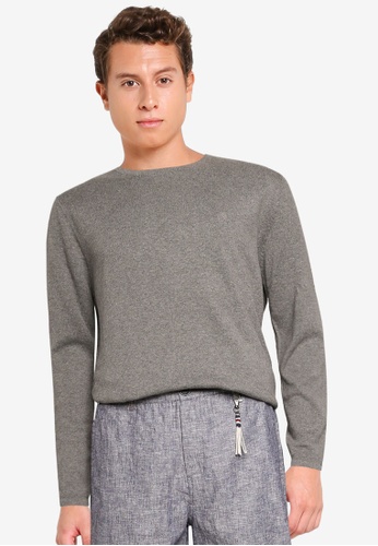 Springfield grey Basic Cotton Jumper With Elbow Patches 088FEAAD1C0E79GS_1
