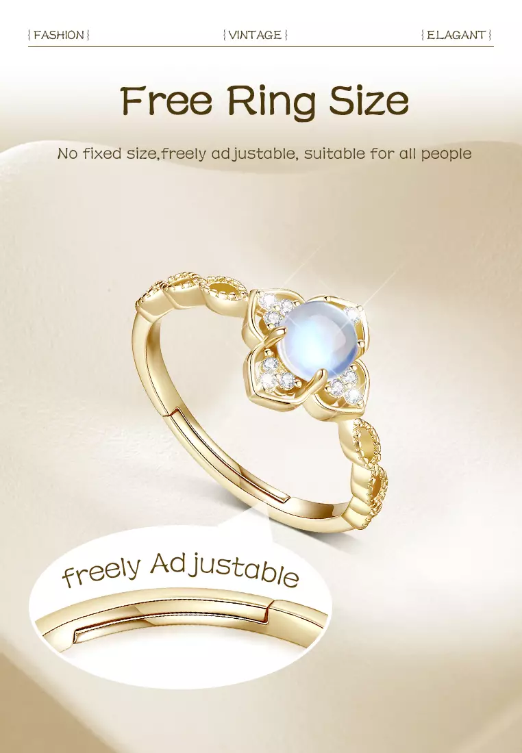 Cincin Wanita Original Elegant Titanium Moonstone Style Korea Perhiasan Cincin Cewek Rings white color