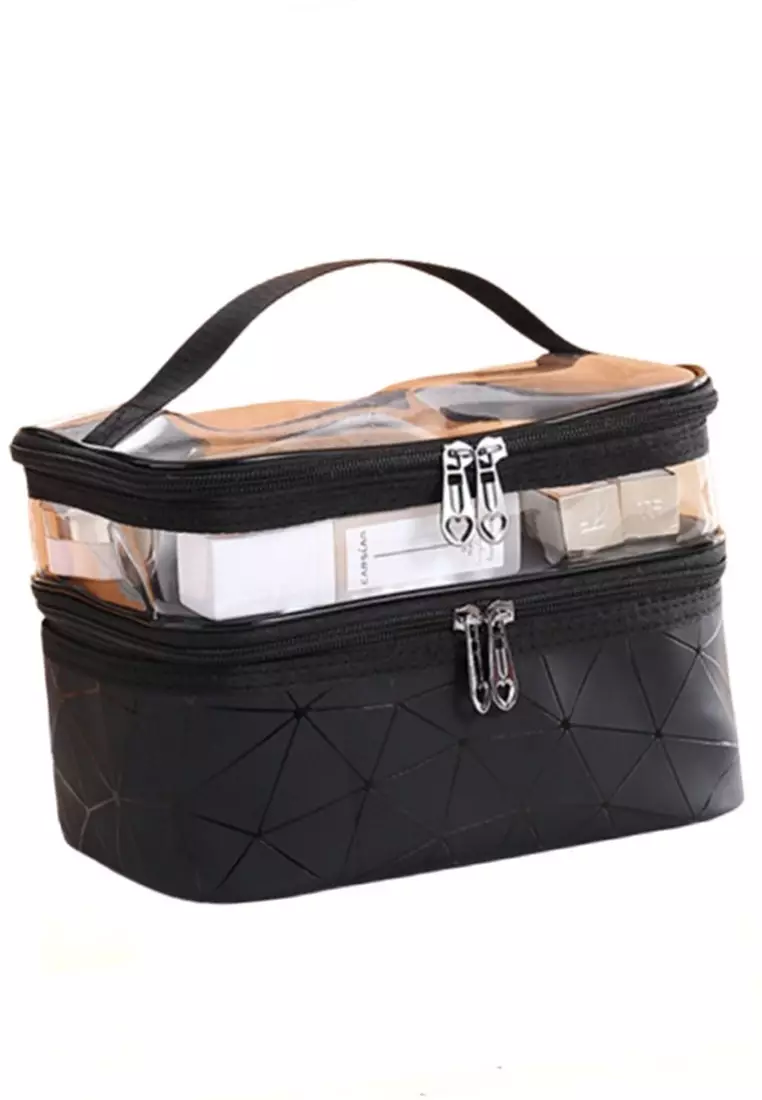 Elmar Tas Kosmetik Make Up Travel Wanita Organizer Bag Material Nylon Vinil ORIGINAL - Black