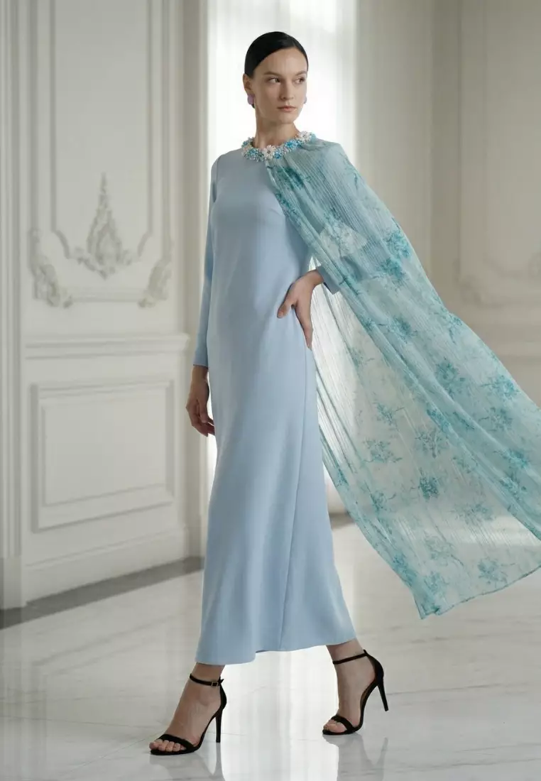 Asymmetrical Side Cape Kaftan in Silk