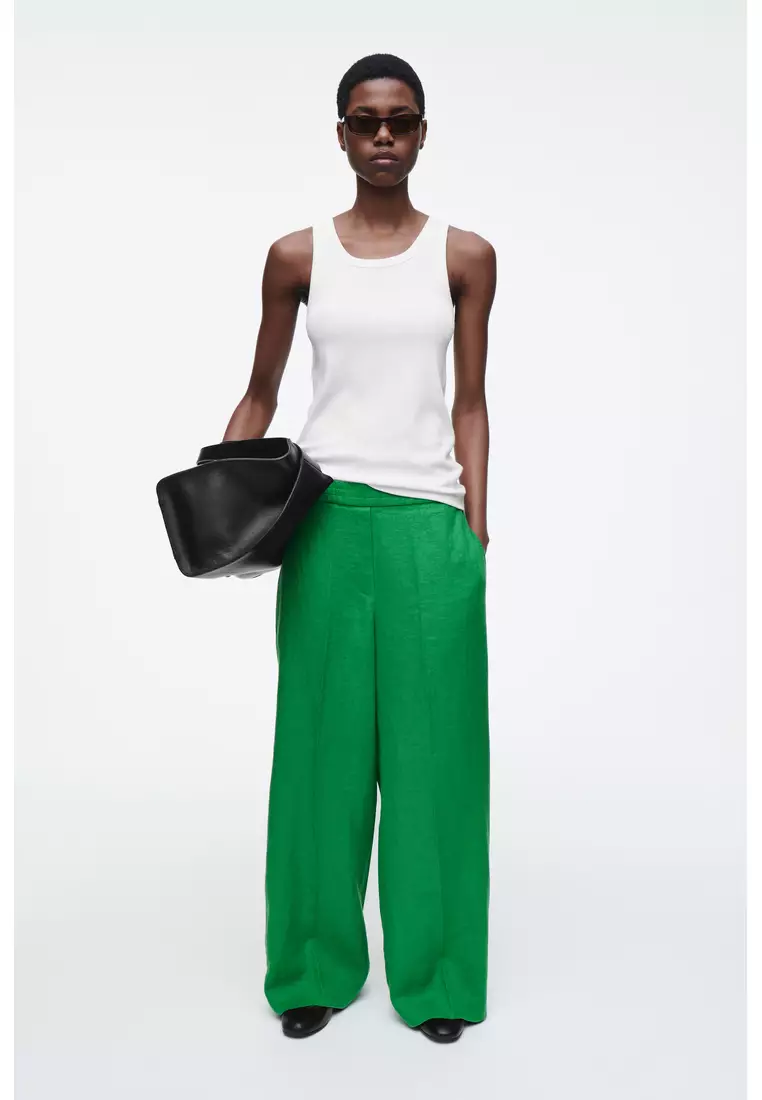 STRAIGHT-LEG TAILORED LINEN TROUSERS