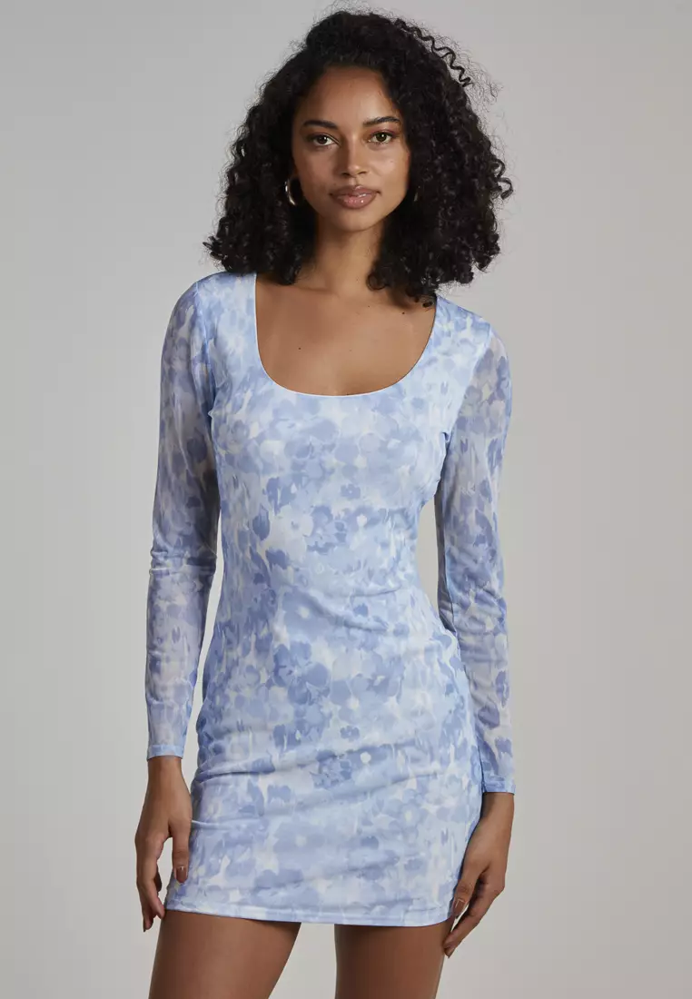 Buy Pink Vanilla Pink Vanilla Light Blue Graphic Floral Long