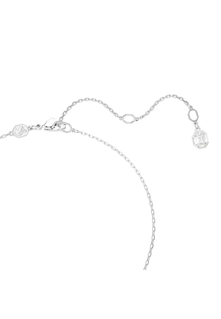 Dextera pendant, Round cut, White, Rhodium plated