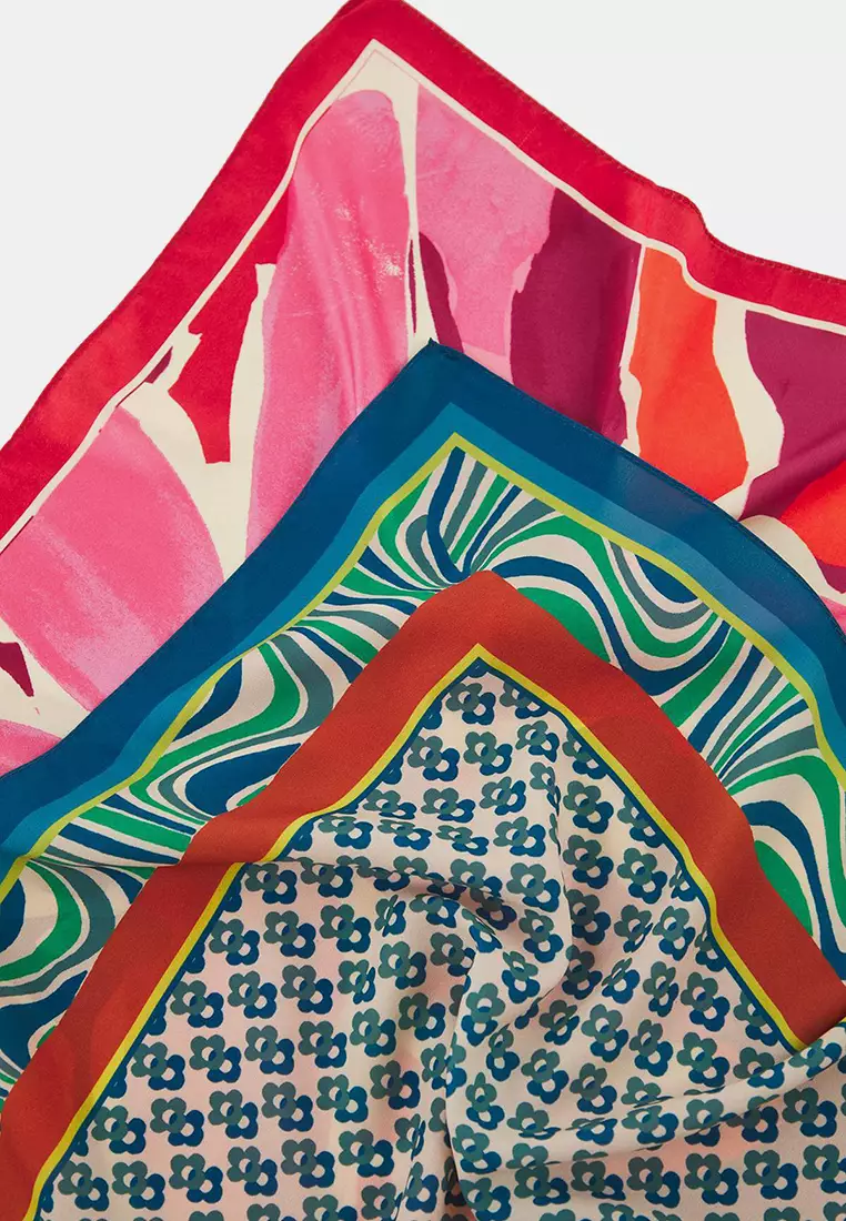 Multicolored Patterned 50*50cm 2-Pack Scarf Accessory