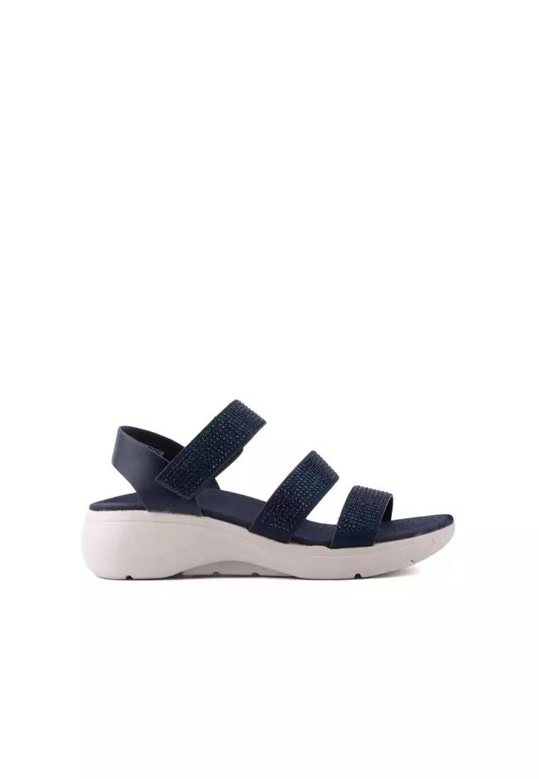 Buy Larrie LARRIE Women Navy Glitter Strappy Comfort Sandals