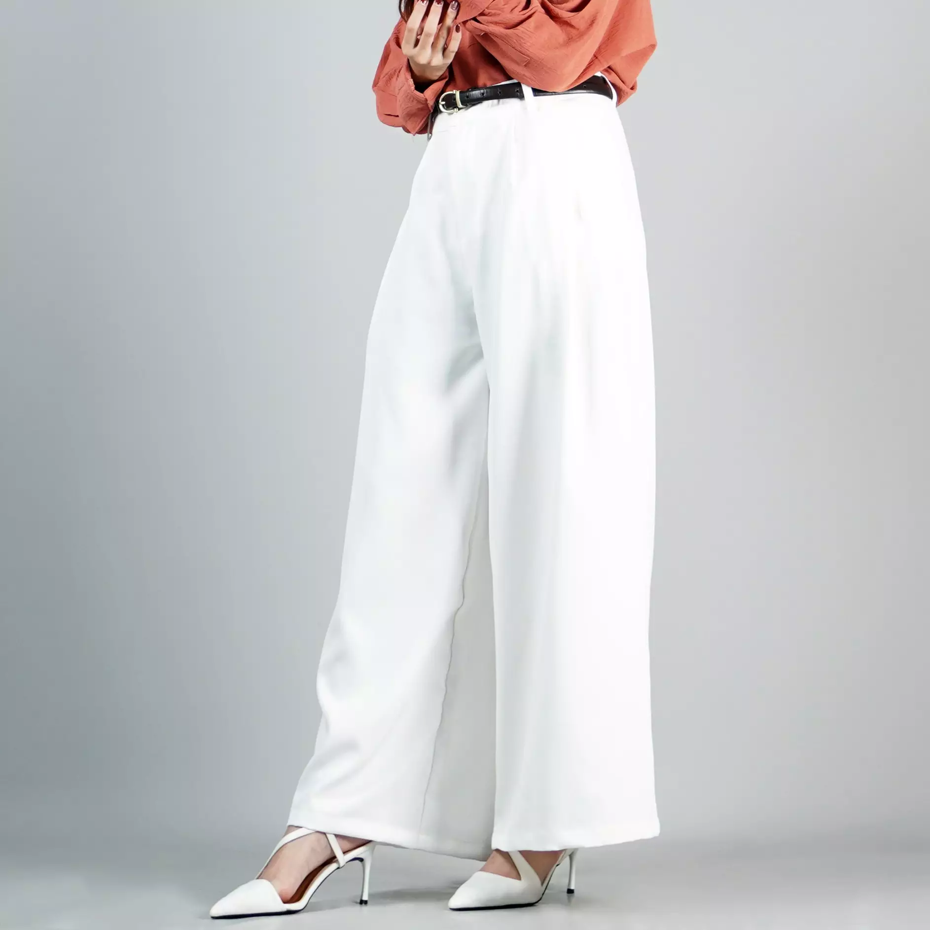 LENA PANTS Cullote Pants Baggy Pants Celana Kulot Baggy Wanita Gaya Korea - PUTIH